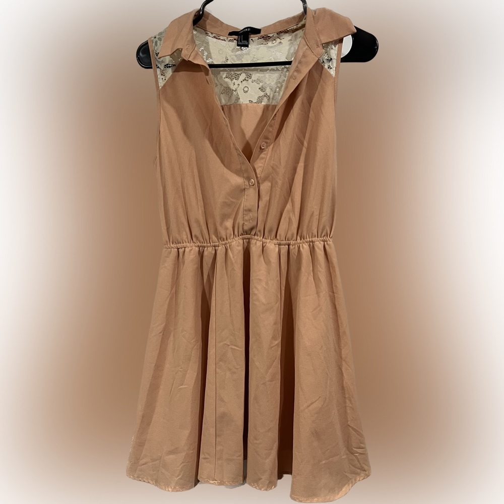 Forever 21 Peach Lace Dress with sheer lining underneath.